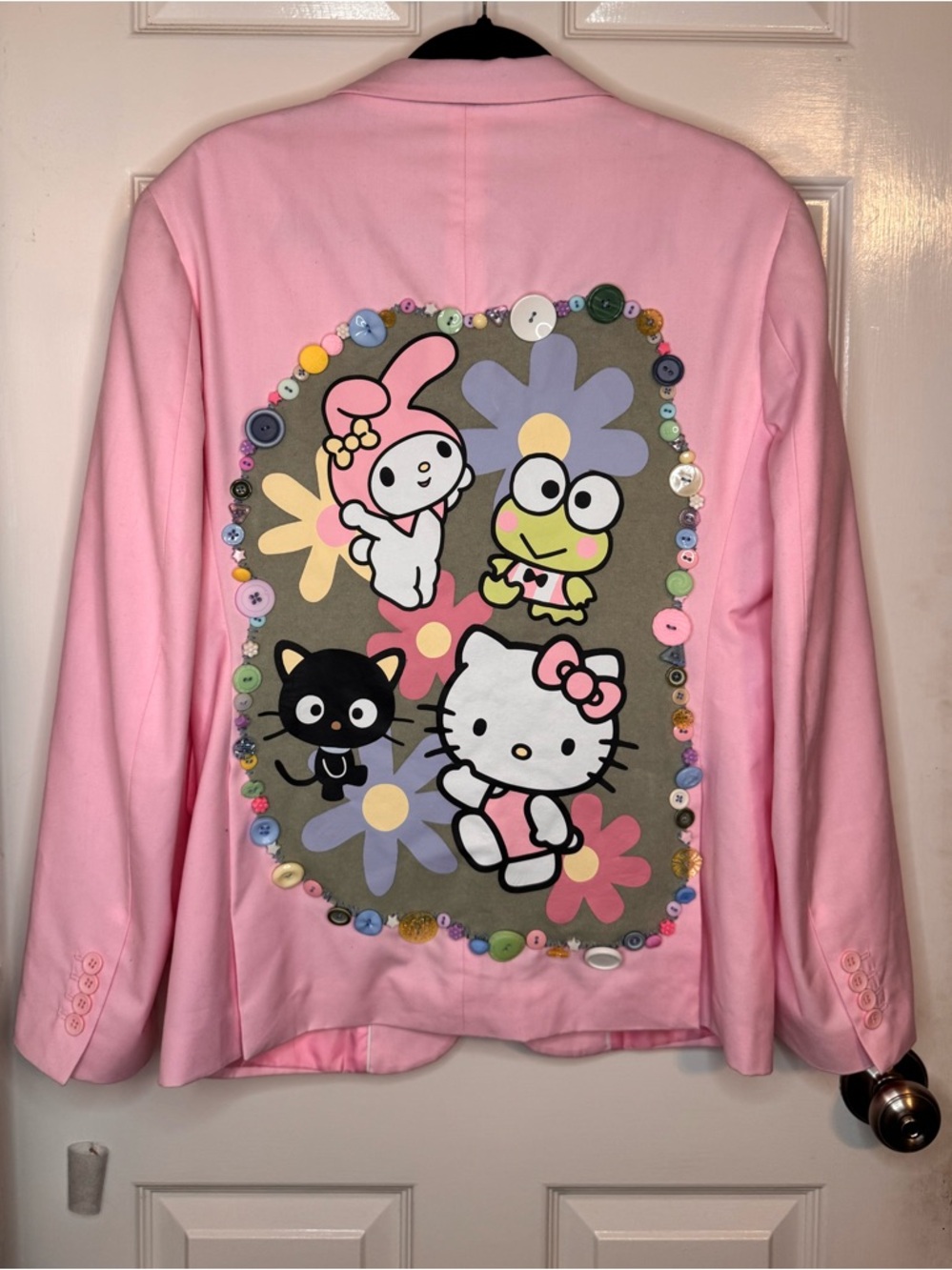 Sanrio Pink Character Blazer with hand sewn button designs